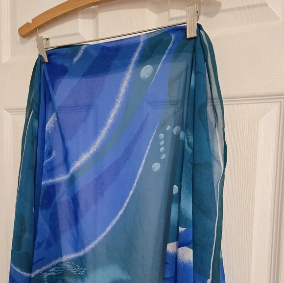 Peppermint Bay Scarf Body Wrap Large Ocean Theme Silky - Picture 3 of 10